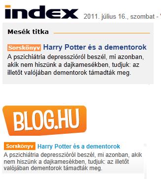 Index címlap és Blog.hu címlap
